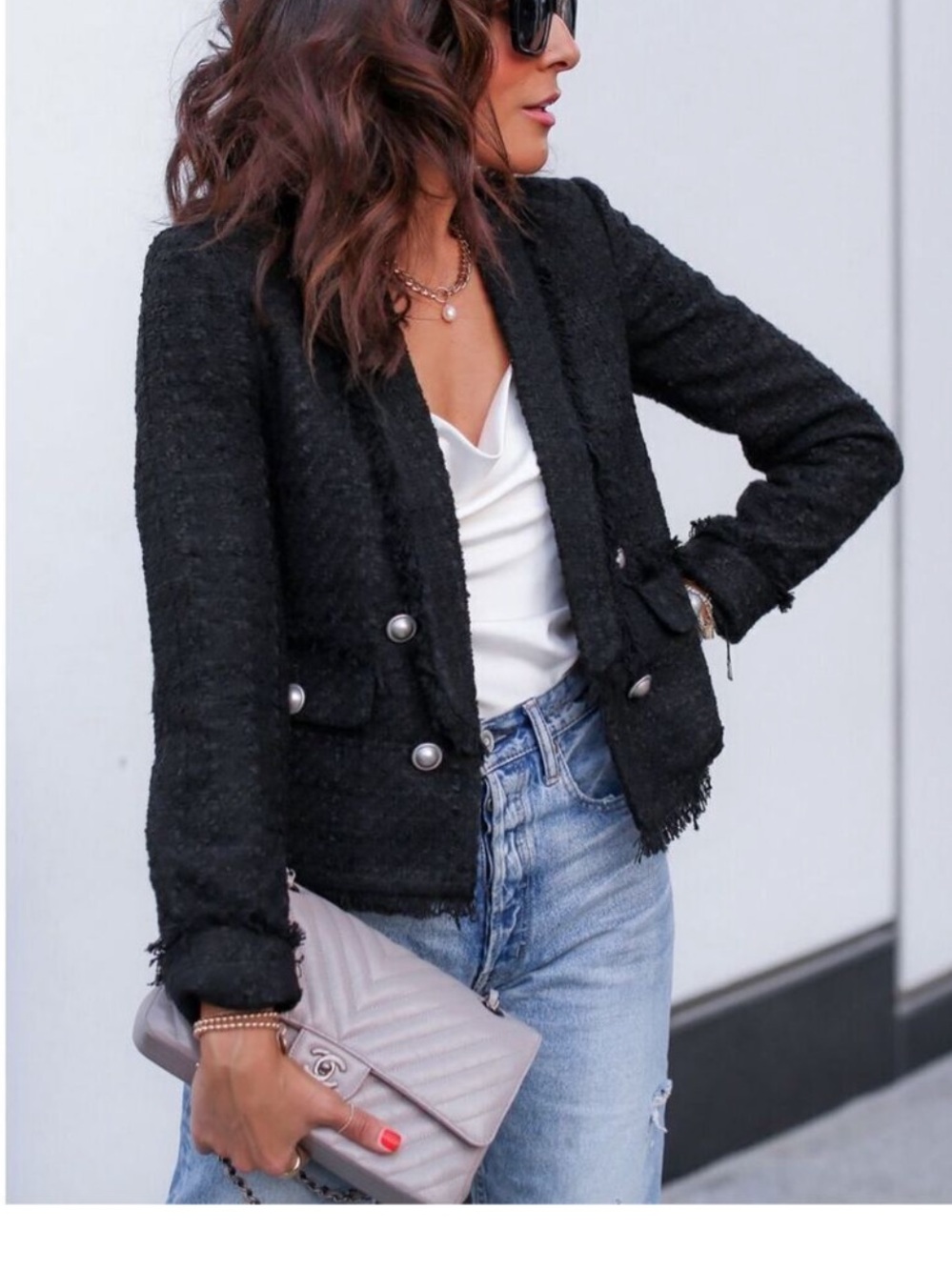 Express Black Tweed Double-Breasted Blazer Sz xl - Picture 2 of 4